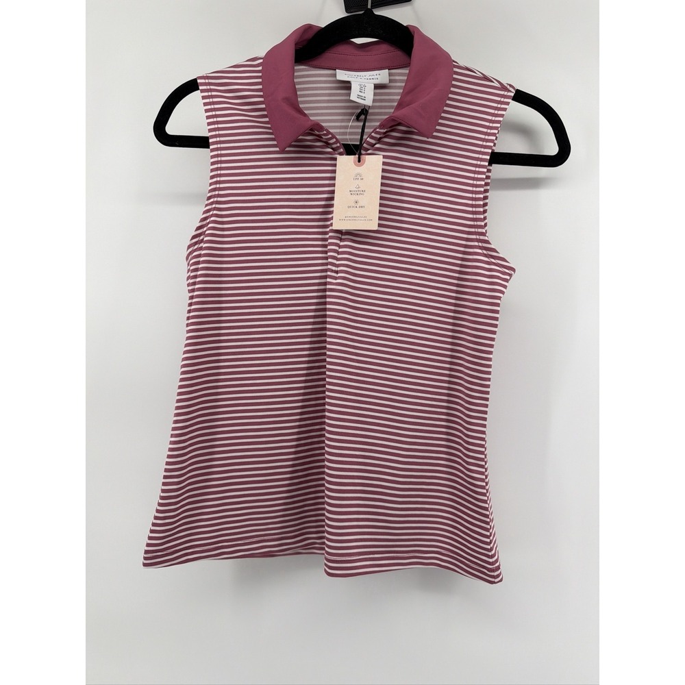 Sincerely‎ Jules Women's Pink White Stripe Sleeveless Polo Shirt S